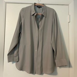 Lafayette 148 New York Gray Silk Button Down Shirt